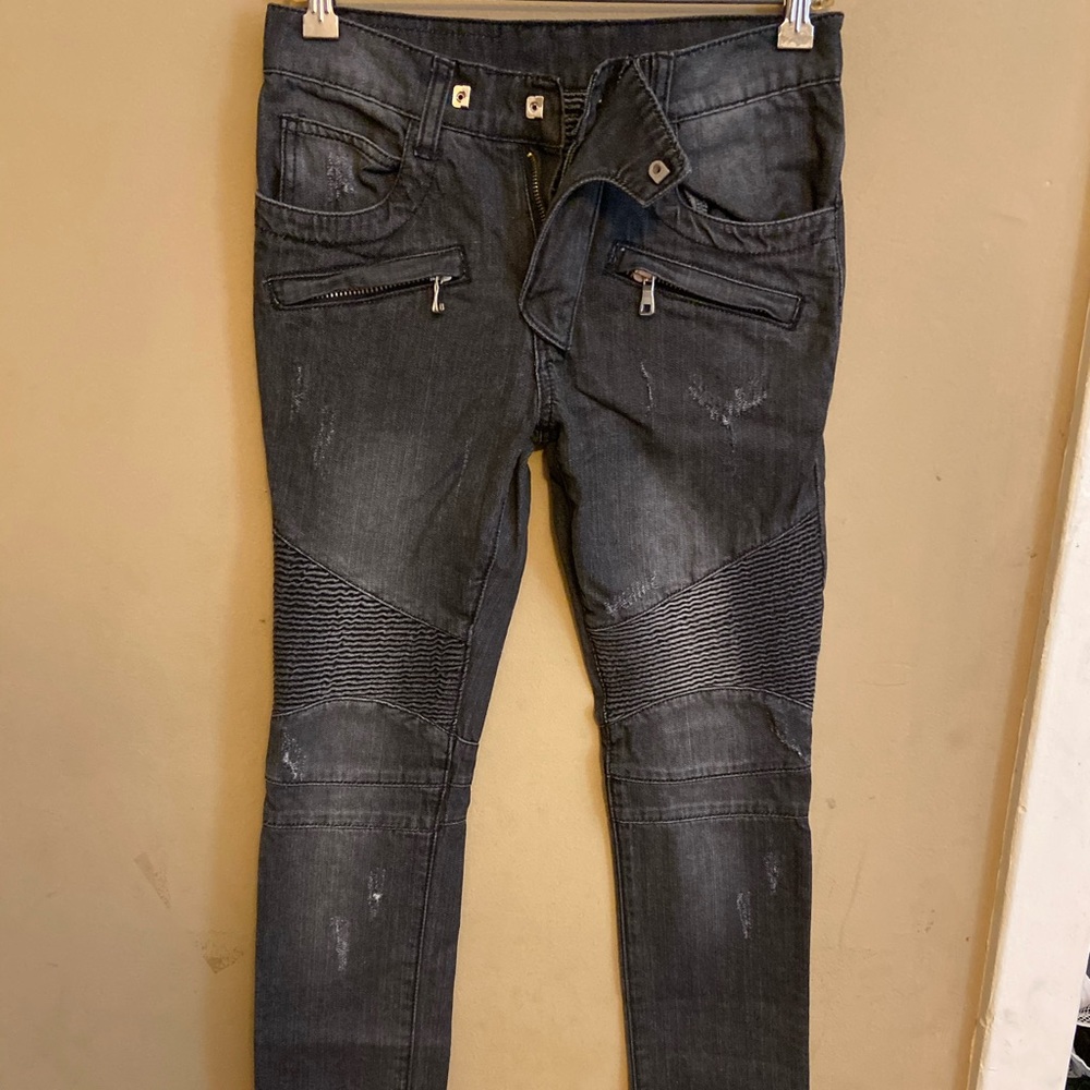 Balmain Black Zip-Pocket Jeans